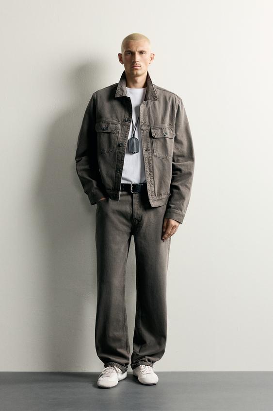 JAQUETA JEANS LAVADA - Verde-cinza da Zara - Imagem 0