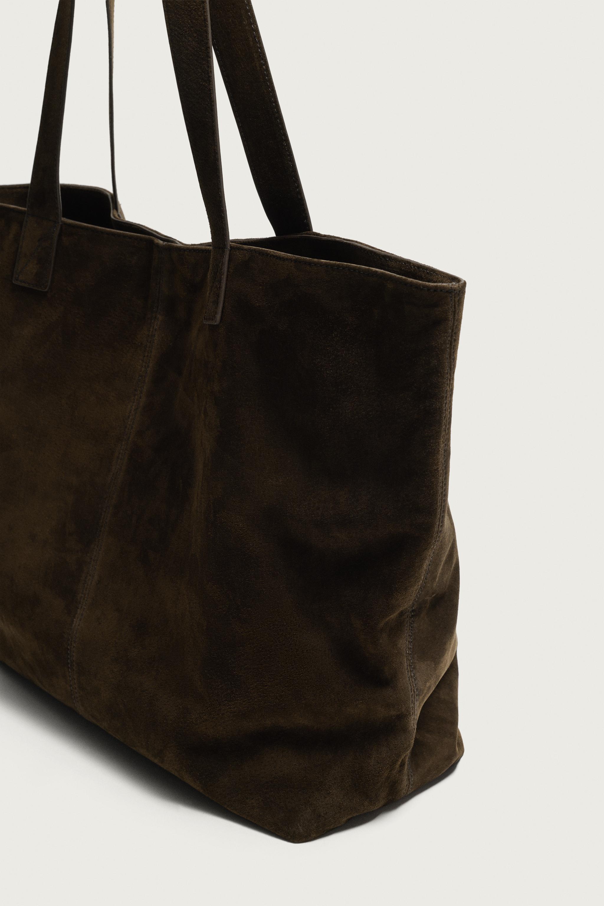 Zara Deri Tote Çanta görsel 5
