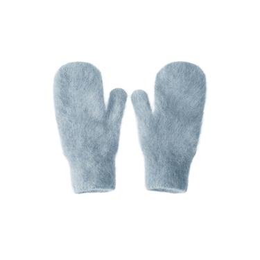 ALPACA BLEND KNIT MITTENS - Sky blue by Zara