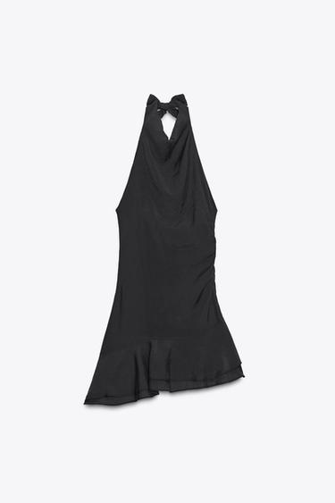 HALTER ASYMMETRIC SHORT DRESS - Black by Zara