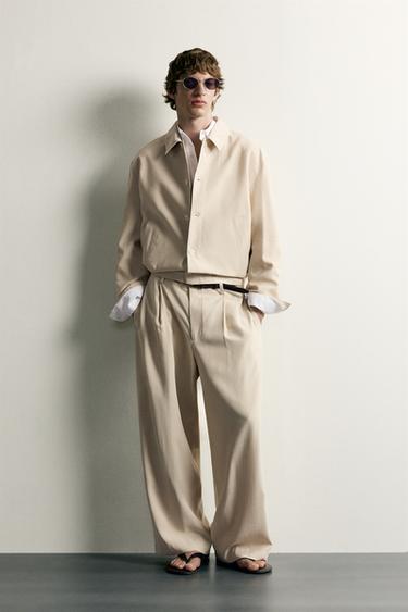 FLUID BOXY FIT OVERSHIRT - Beige by Zara