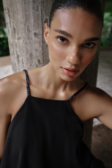 COMBINAISON À BRETELLES TRESSÉES DOUBLE ÉPAISSEUR - Noir de Zara - Image 3