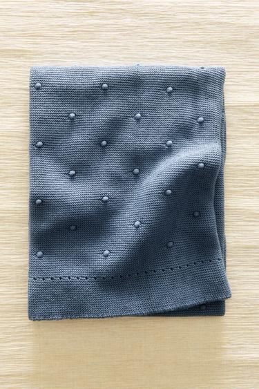 Zara CHILDREN’S KNIT BLANKET - Blue