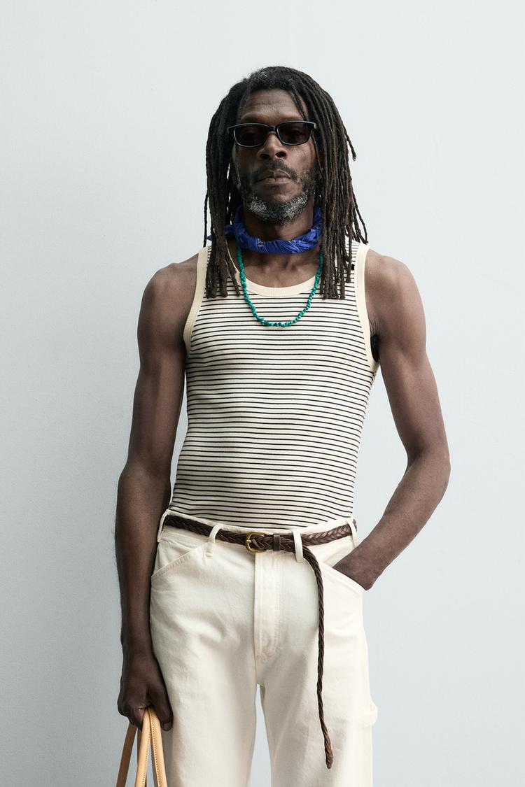 ZARA STRIPED JACQUARD TANK TOP X AARON LEVINE