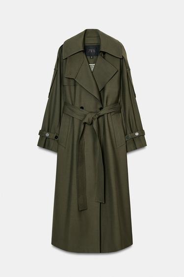TRENCH OVERSIZE ZW COLLECTION إصدار محدود - كاكي فاتح الخاص بـ Zara