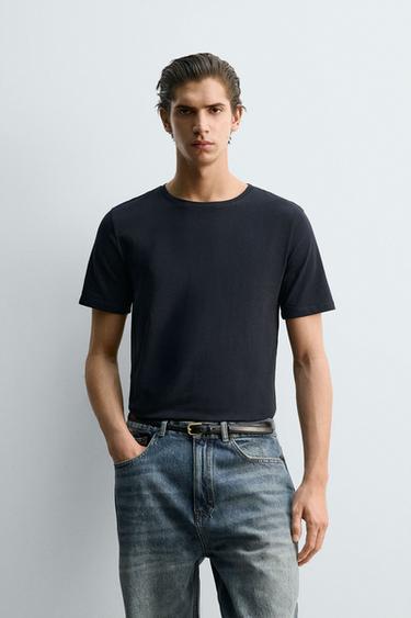 BASIC SLIM FIT T-SHIRT - Navy blue by Zara