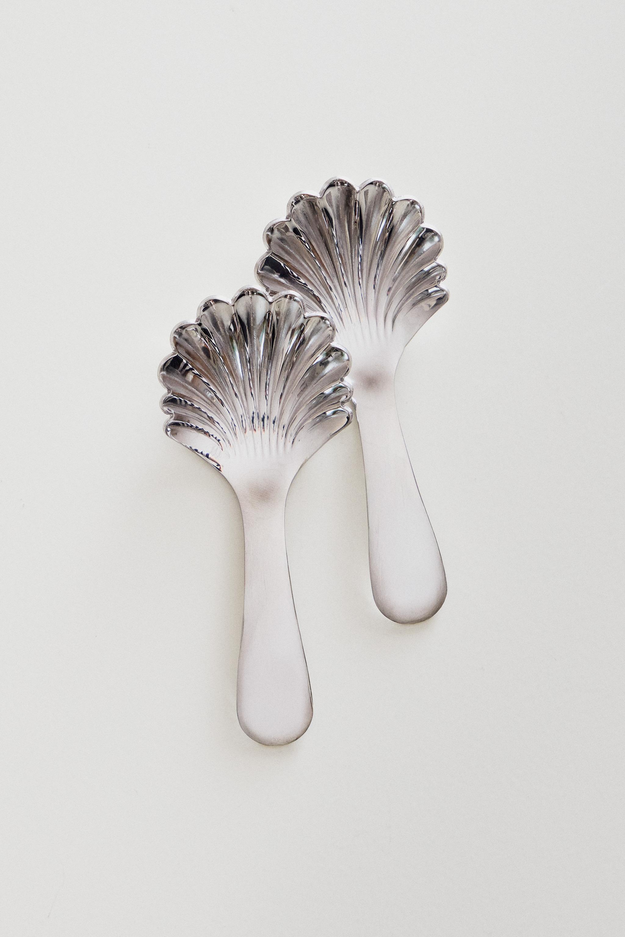 PACK OF STEEL SHELL DESSERT SPOONS — Steel