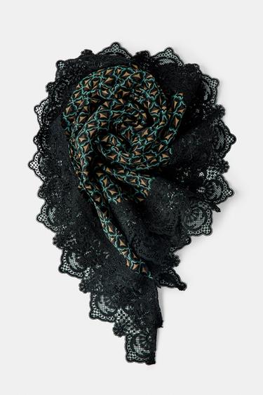 SYAL PAREO BERMOTIF VISKOSE 100% RENDA - Hitam dari Zara