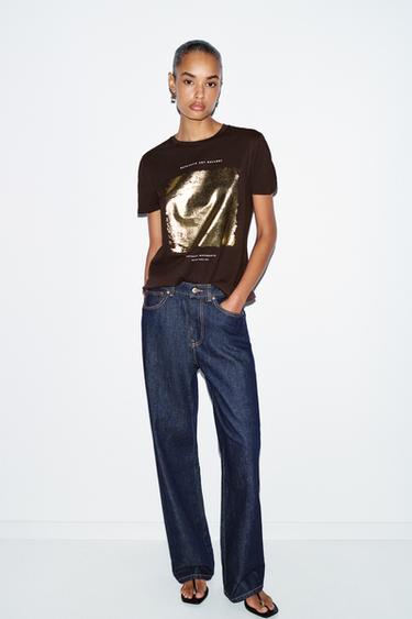 KAMISETA ESTANPATU METALIZATUAREKIN - Marroia, Zara-rena