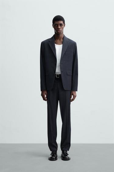 PANTALÓN TRAJE CUADROS - Marino de Zara - Imagen 0