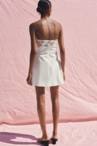 SHORT PRINTED SCARF DRESS - White by Zara - Image 4