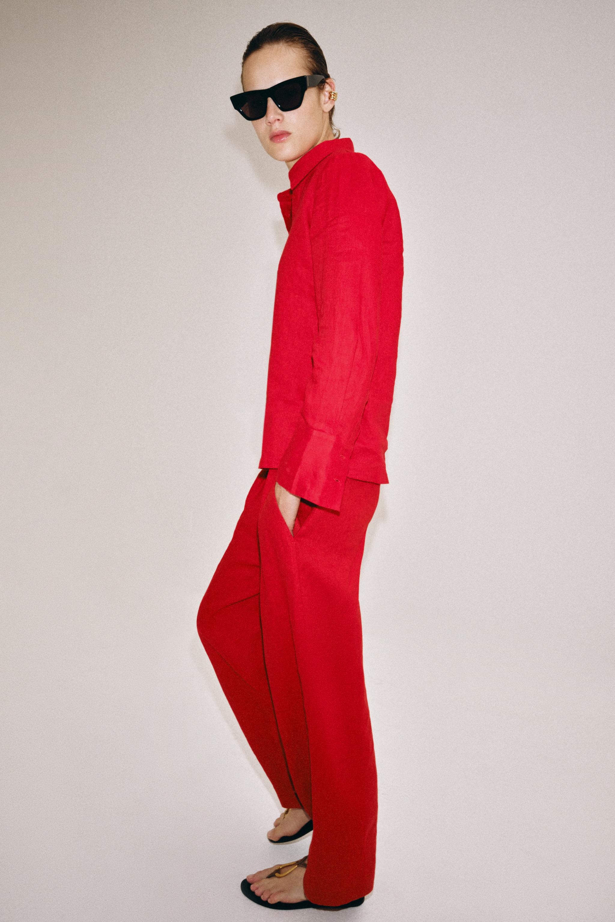 Zara %100 KETEN ZW COLLECTION GÖMLEK görsel 4