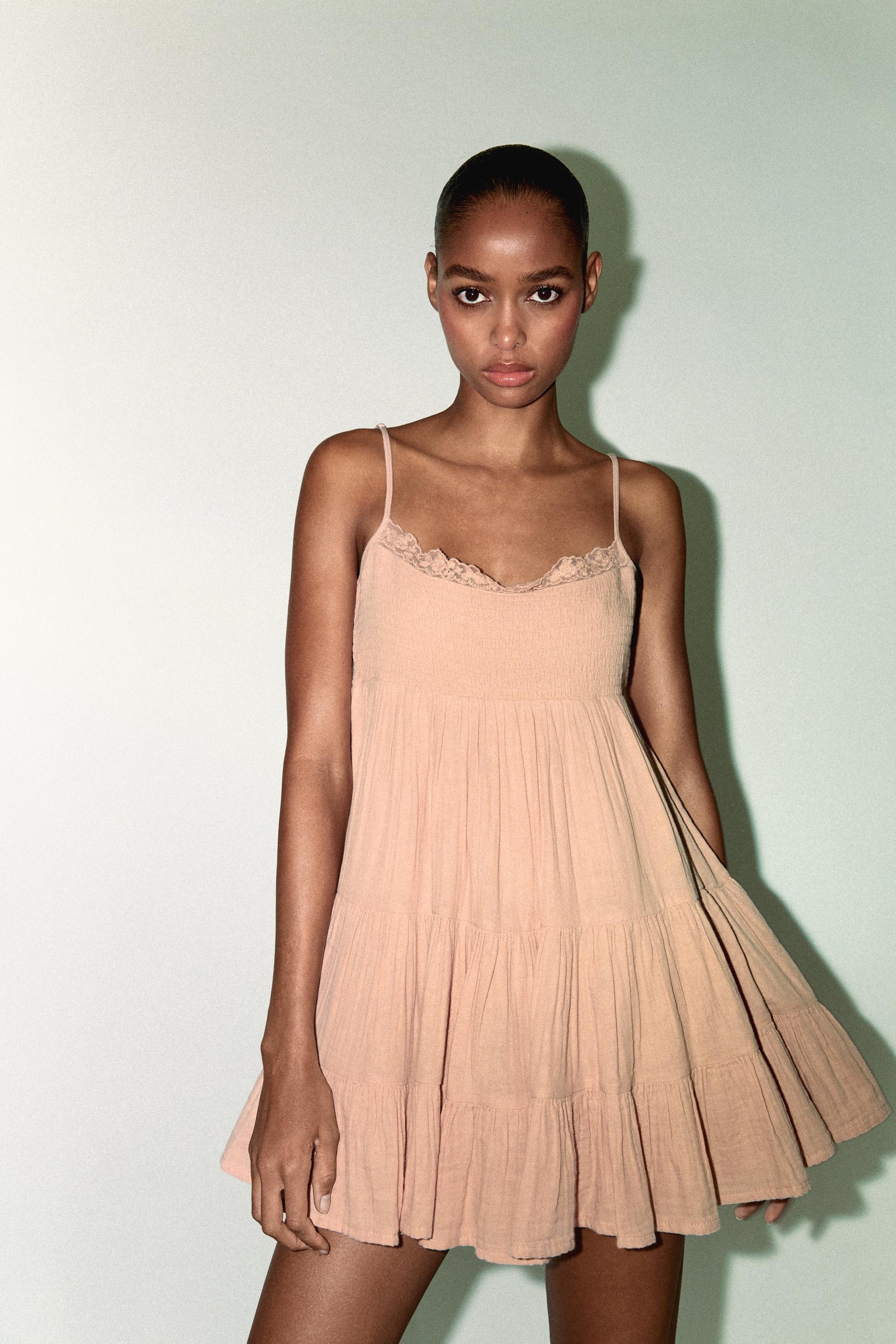 ★ZARA★ SHORT GAUZE DRESS WITH LACE SHORT GAUZE DRESS WITH LACE - Black | ZARA Ireland