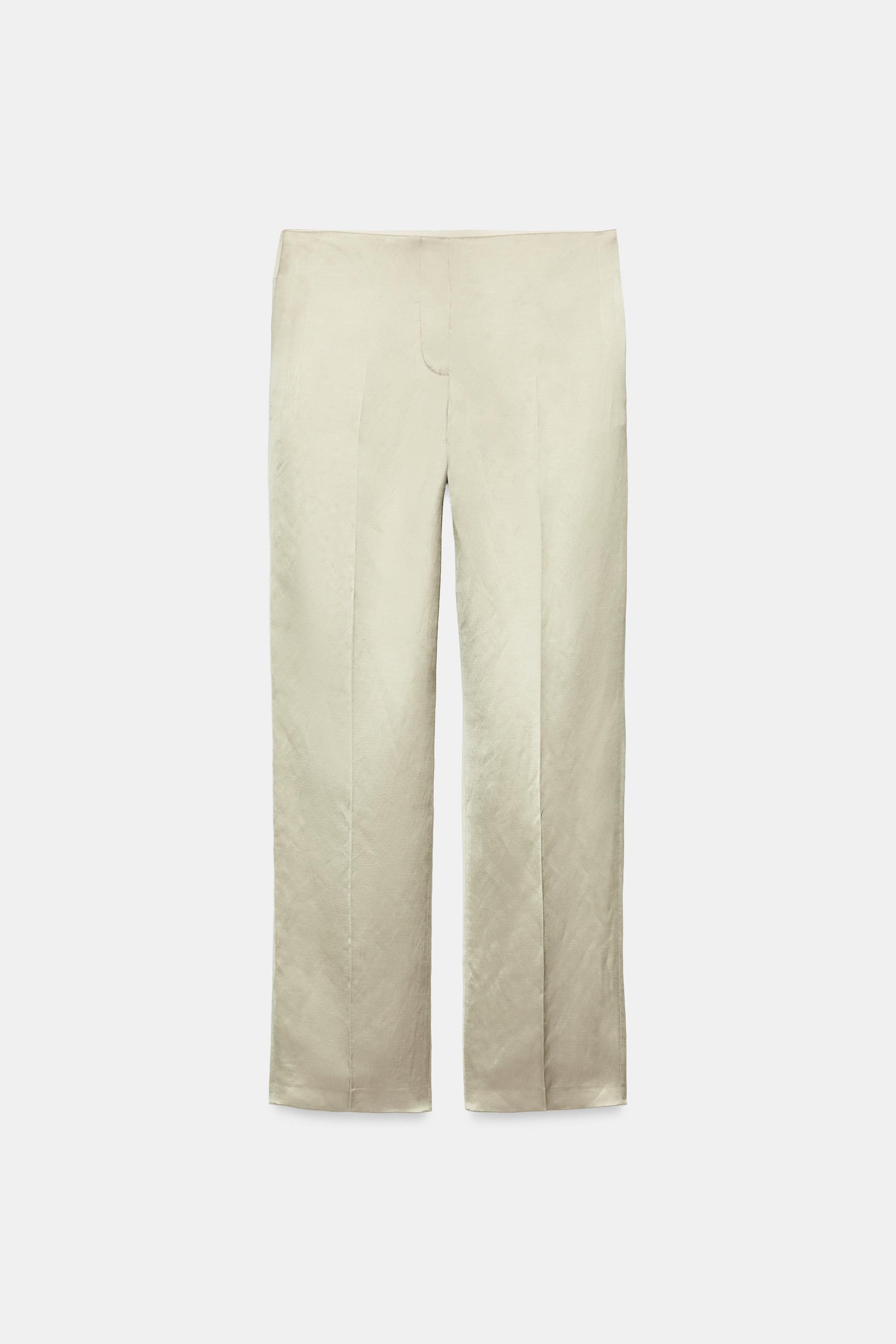 Женские брюки Zara ZW COLLECTION LINEN BLEND STRAIGHT-LEG TROUSERS — фото 9