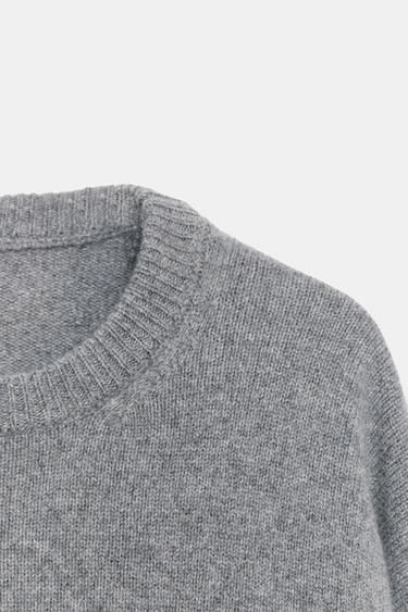 PULL CACHEMIRE ET LAINE MANCHES LONGUES - Gris moyen de Zara - Image 4