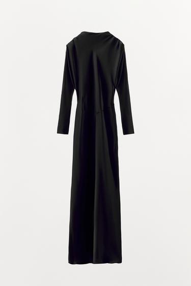 ROBE SATIN E DRAP E Noir ZARA France robe-satin-e-drap-e-noir-zara-france