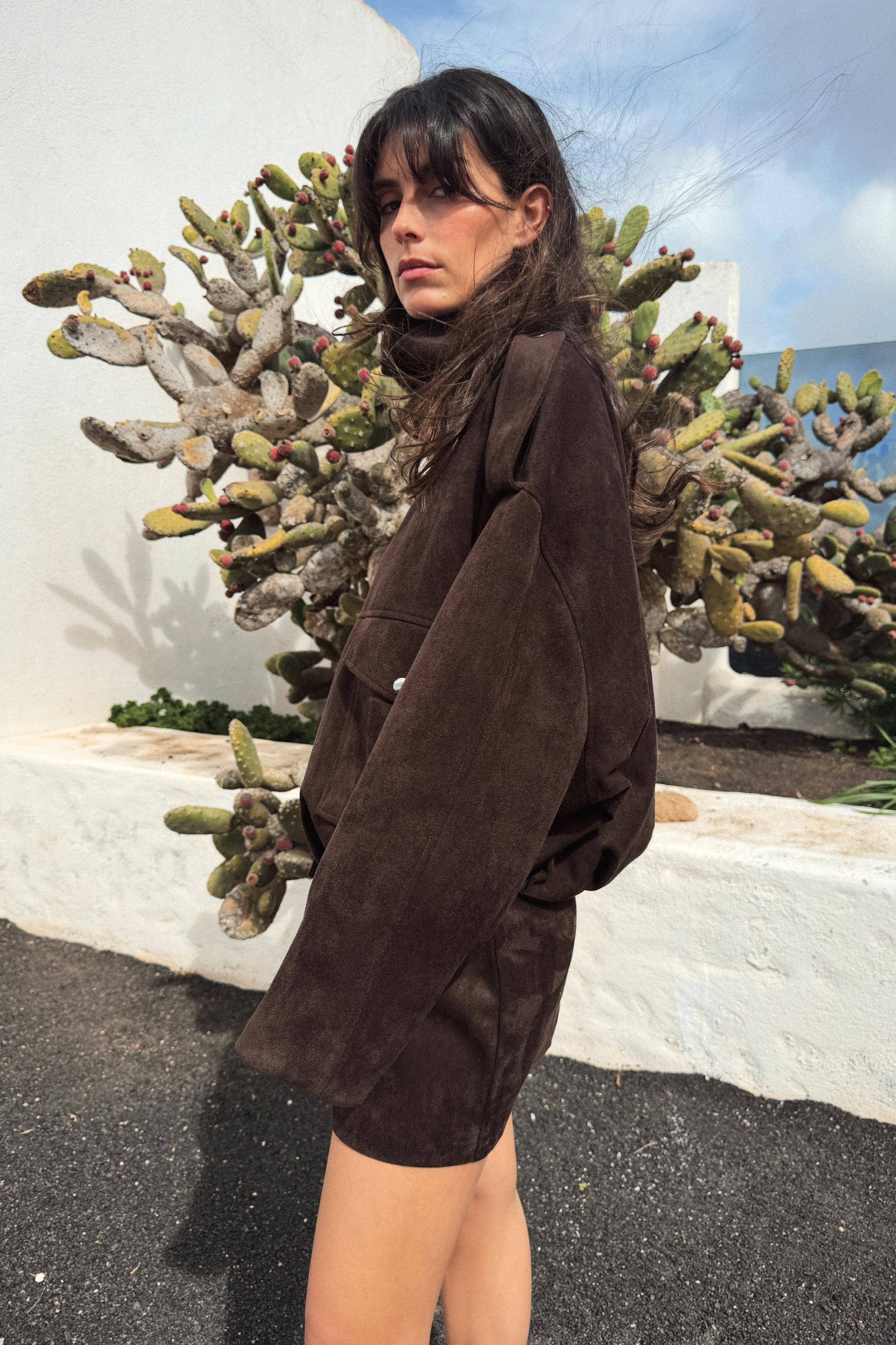 FAUX SUEDE JACKET WITH TABS - Chocolate brown | ZARA South Africa