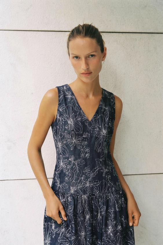 VESTIDO MINI BORDADOS - Índigo de Zara - Imagen 0