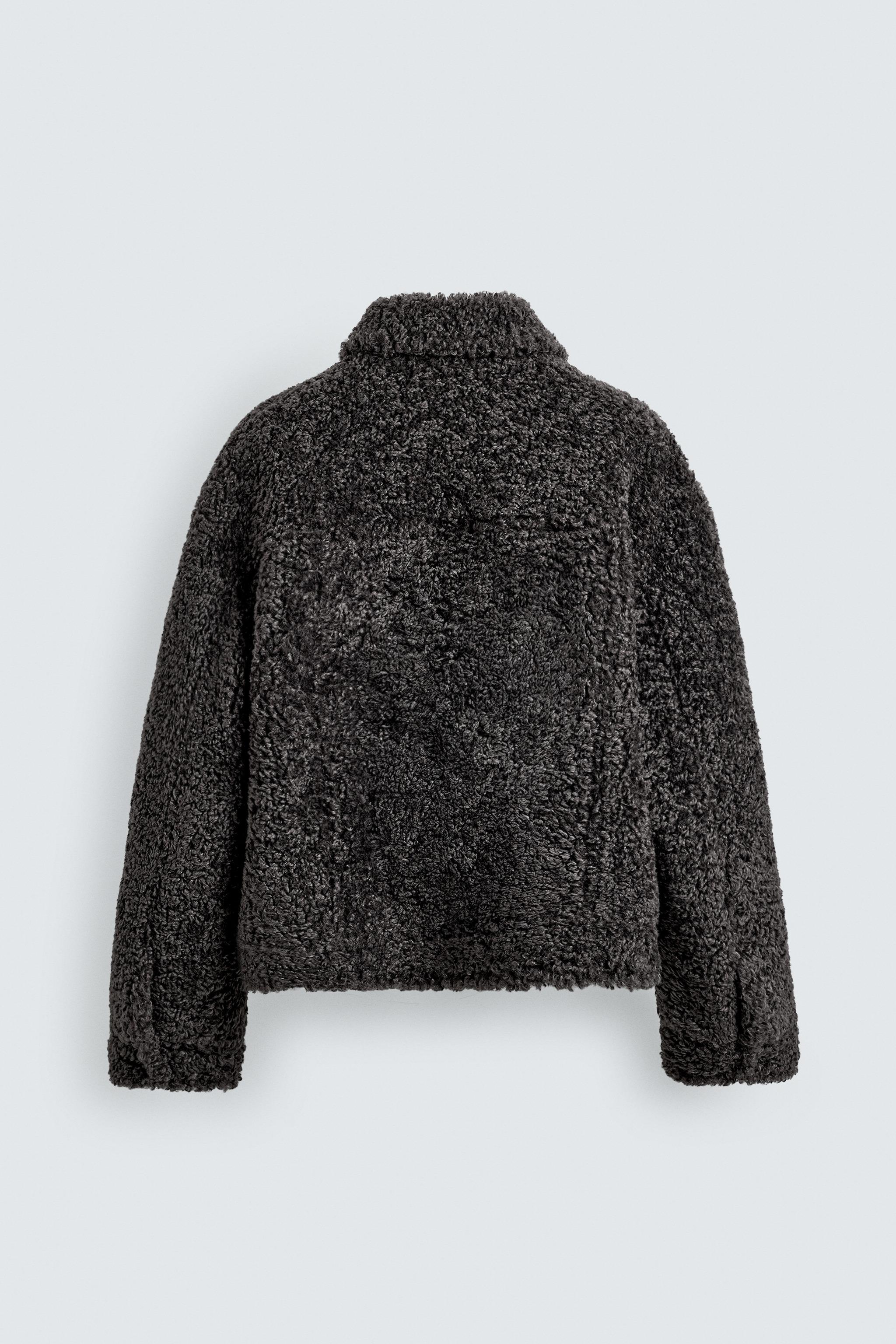 リラックスフィット フェイクファージャケット - グレー/ブルー | ZARA