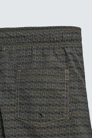GEOMETRIC PRINT LONG SWIM SHORTS - Greys by Zara - Image 9