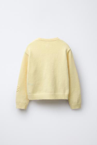 PULL EN MAILLE À FLEURS EN LACET - Jaune de Zara - Image 1