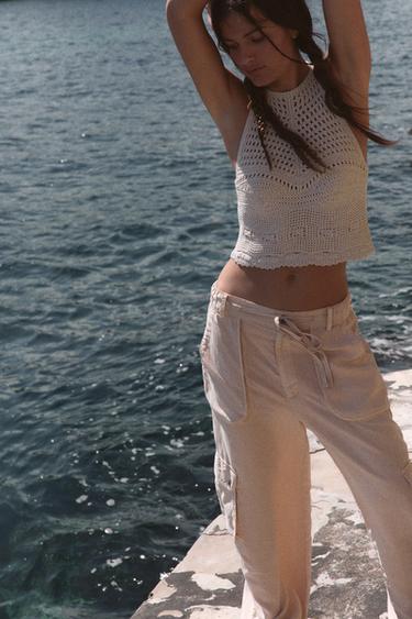 KNITTED HALTER TOP - Ecru by Zara - Image 1
