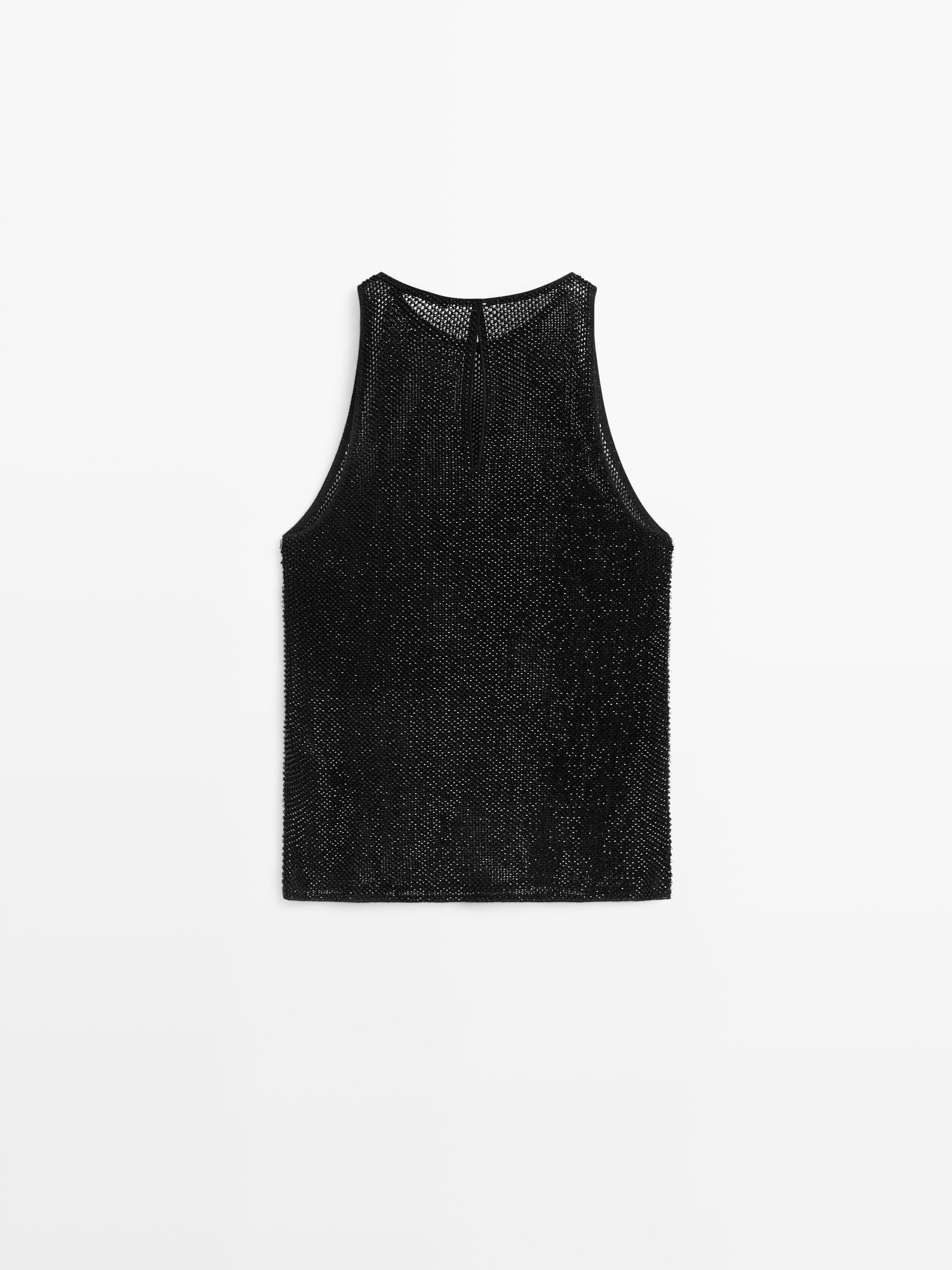 Semi-sheer top with matching beads