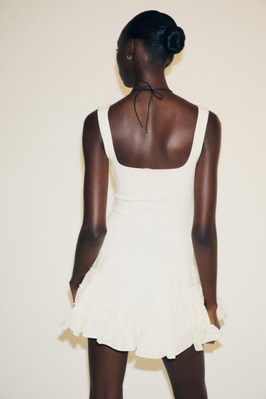 ROBE BIMATIÈRE À VOLUME - Écru de Zara - Image 4