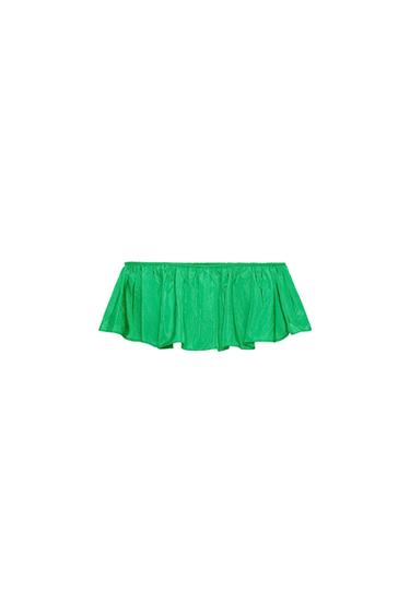 TOP BANDEAU TAFETA VOLANTE - Verde de Zara
