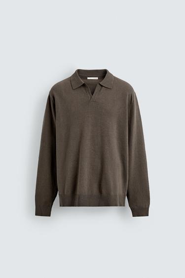 ПОЛО ИЗ ХЛОПКА И ЛЬНА — ХАКИ от Zara