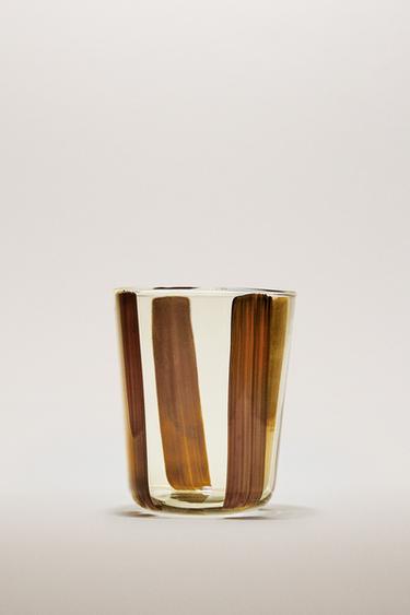 STRIPED GLASS TUMBLER - Brown by Zara