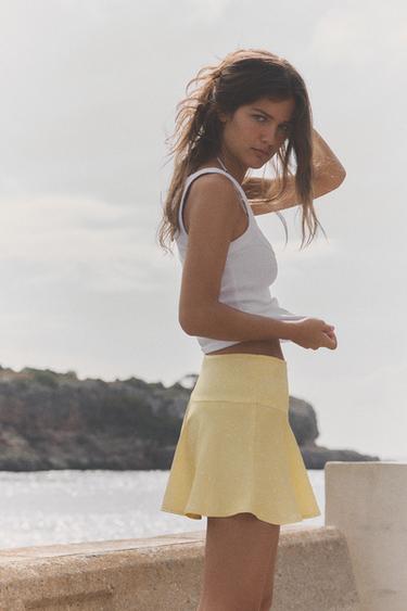 Zara SATIN FLARE SHORTS - Printed