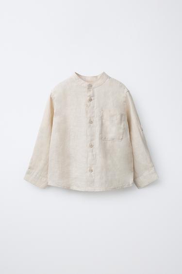 قميص كتان 100% - بيج فاتح الخاص بـ Zara