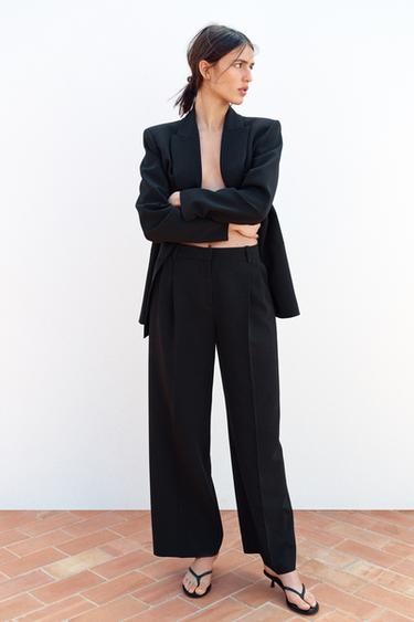 Zara WIDE LEG PANTS WITH DARTS - Black - Image 0