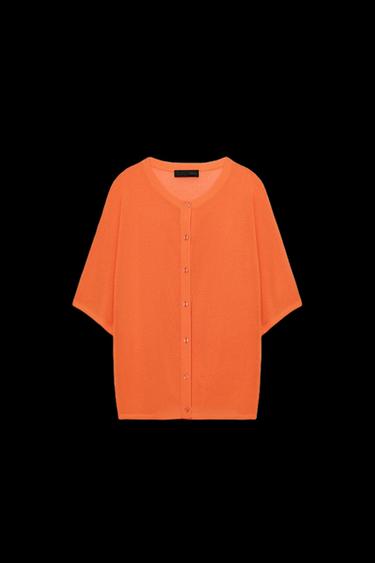 Zara SHORT SLEEVE CARDIGAN - Neon orange