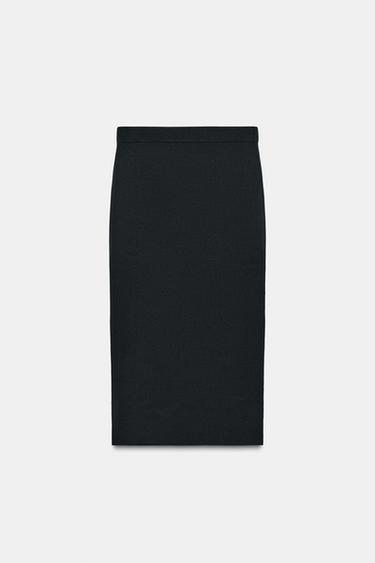 Zara KNIT MIDI SKIRT - Blue