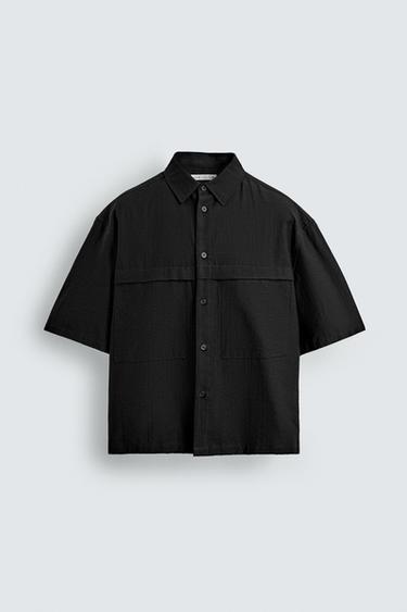 TEXTURED SHIRT WITH POCKETS - Black by Zara
