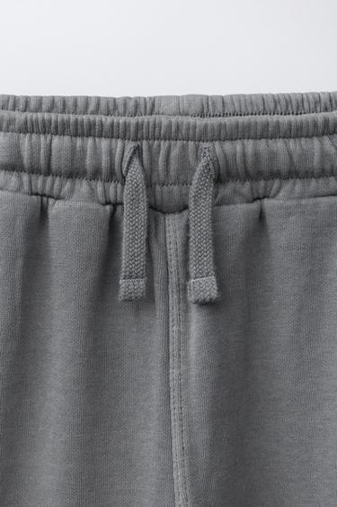 PANTALON EN MOLLETON DROIT INTERLOCK TEINT EN PIÈCE - Gris de Zara - Image 2