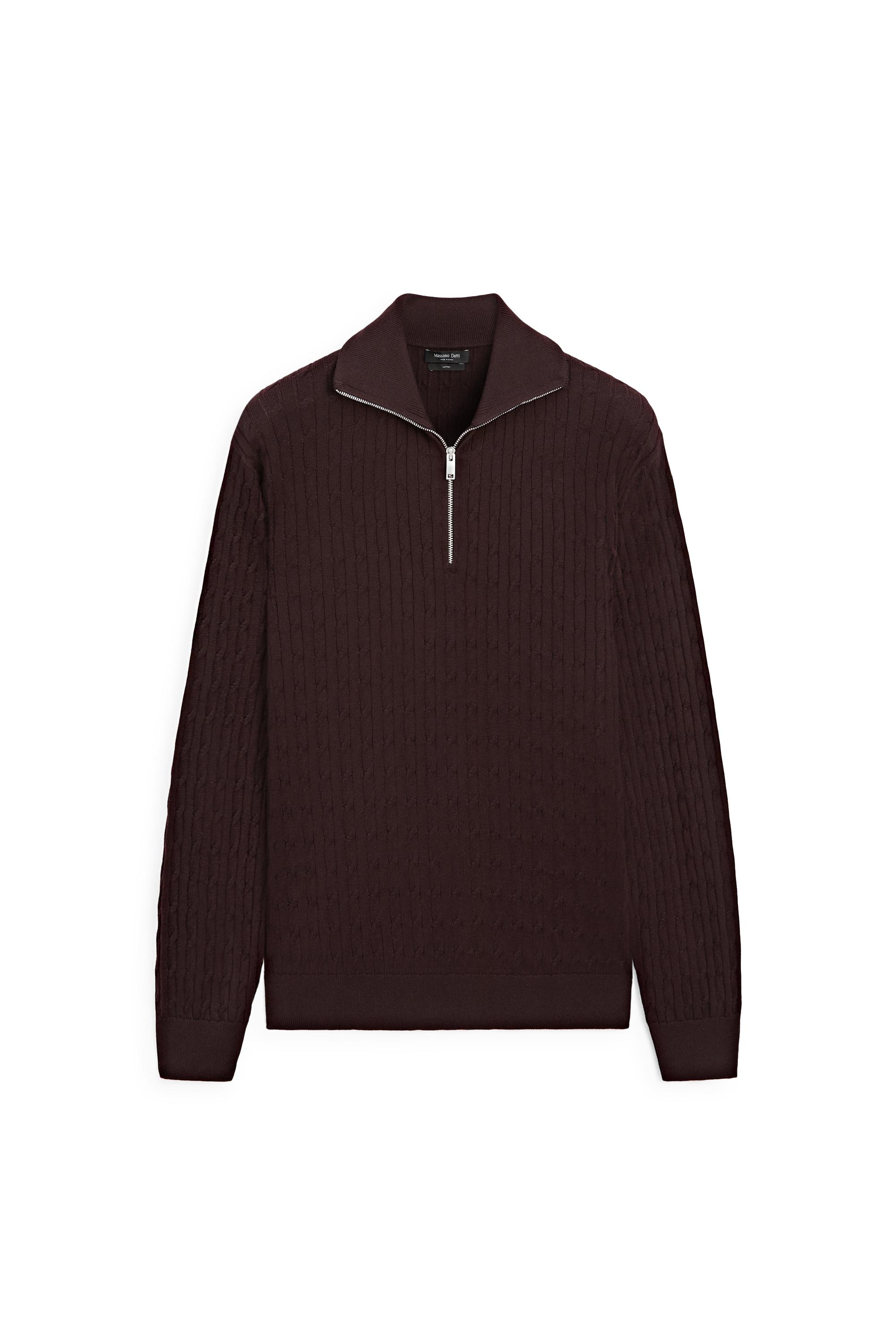 Mock neck knit zip sweater - Navy blue | ZARA United States