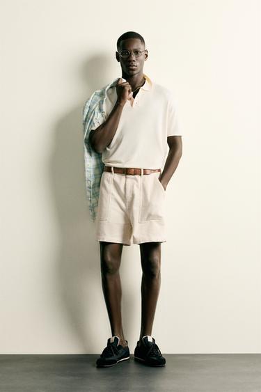 REGULAR FIT KNIT POLO SHIRT - Ecru by Zara