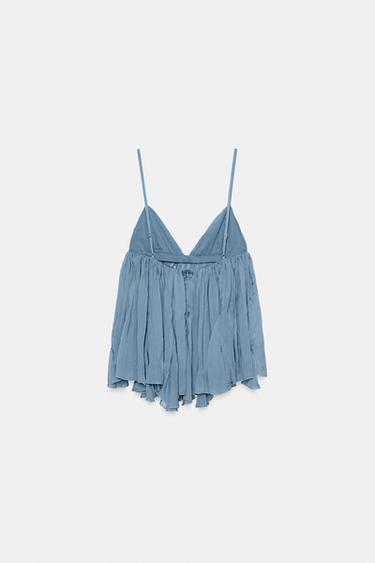 TOP FLUIDE À BRETELLES - Bleu de Zara - Image 5