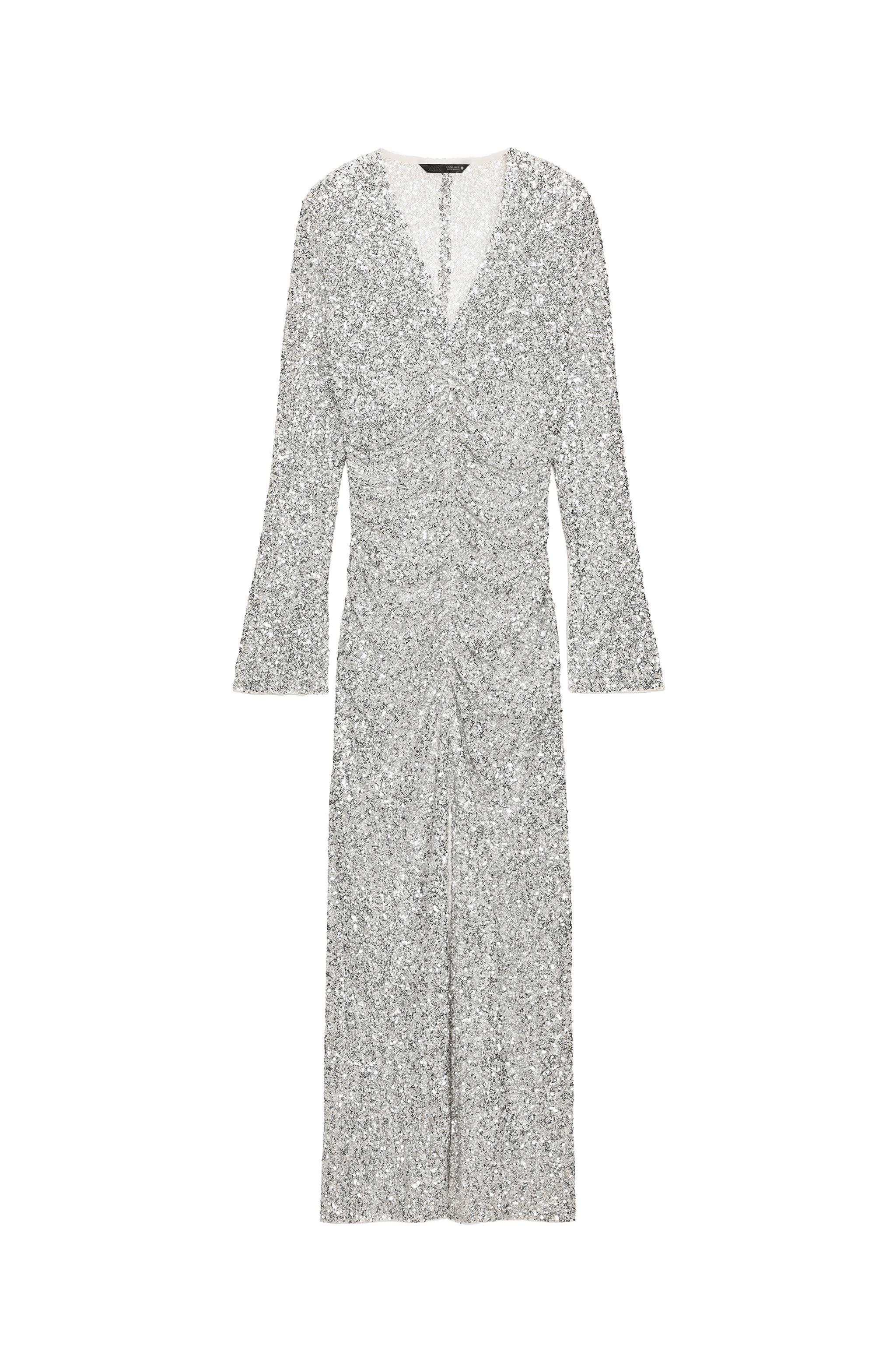 DRAPELİ PULLU MİDİ ELBİSE ZW COLLECTION