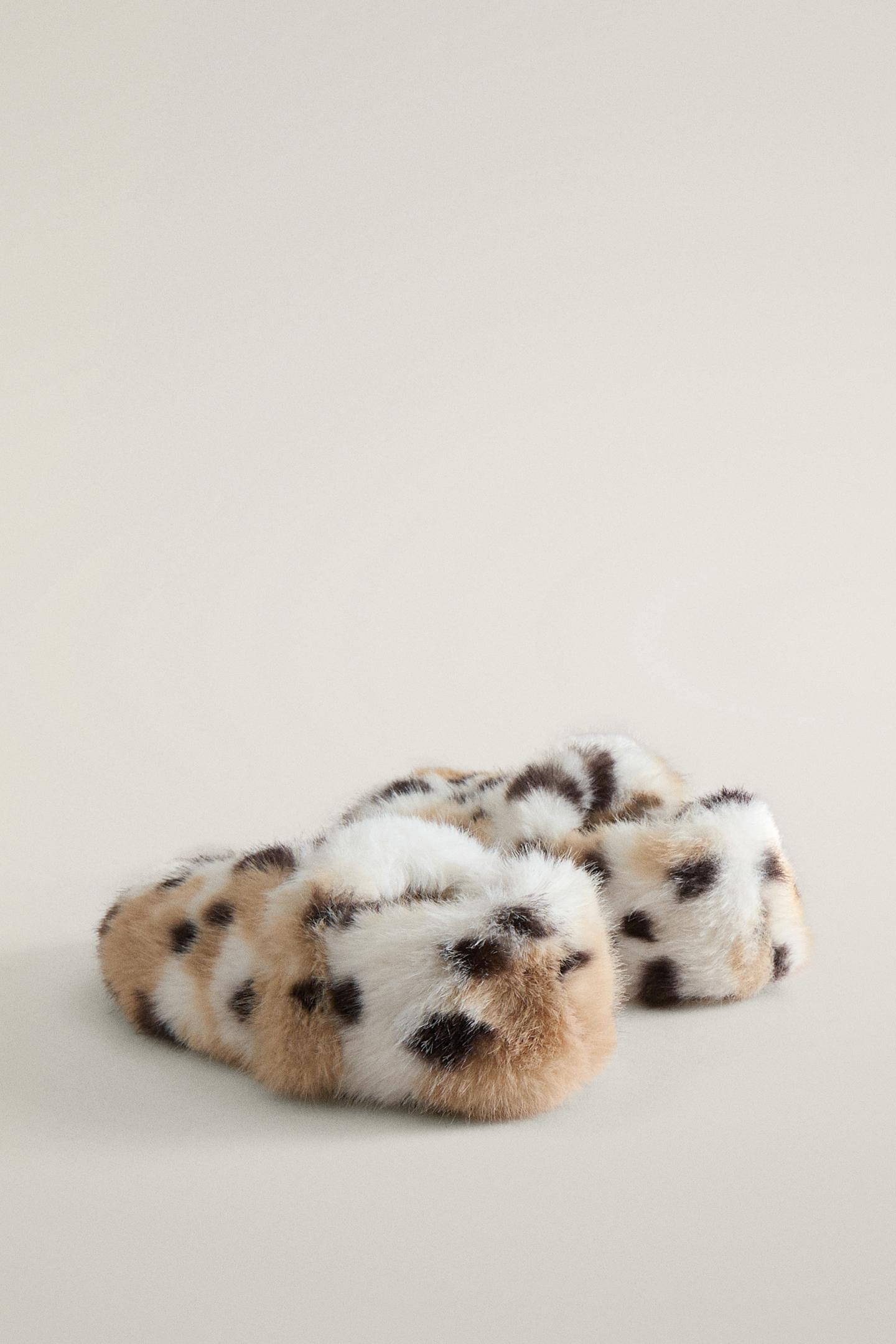 Детские тапочки Zara Faux Fur Slippers, цвет: Коричневый — фото 4