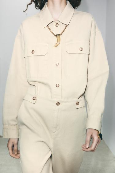 Zara 1975 SHORT DENIM JACKET - taupe brown