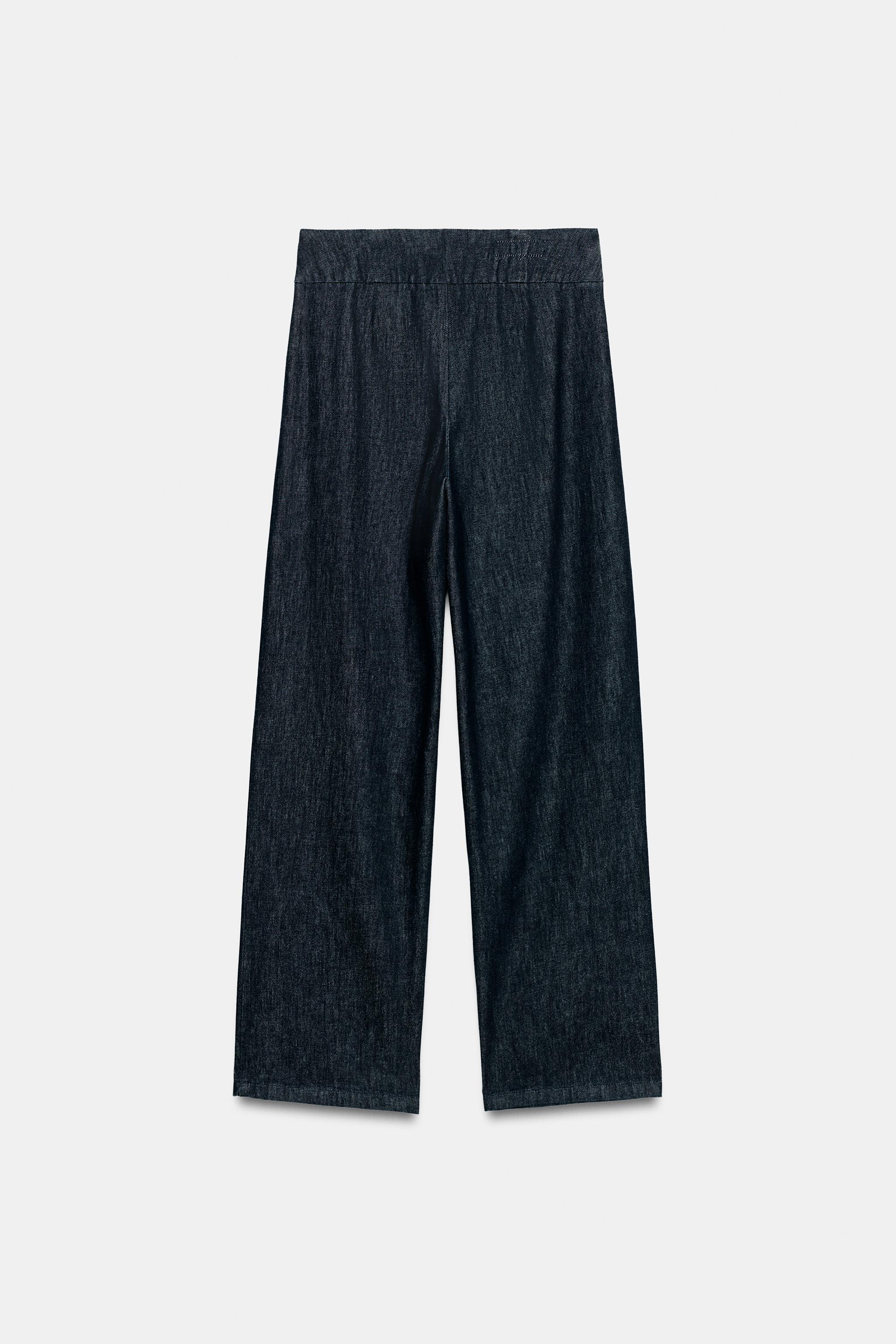 Zara Z1975 Yüksek Bel Geniş Paça Çapraz Bel Jean görsel 6