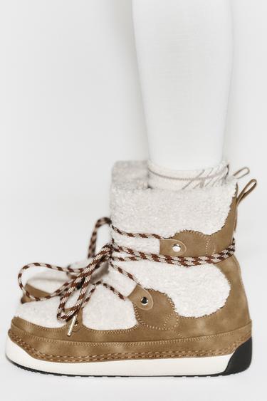 BOTTINES EN MATIÈRES VARIÉES COLLECTION SKI - Marron sable de Zara - Image 4