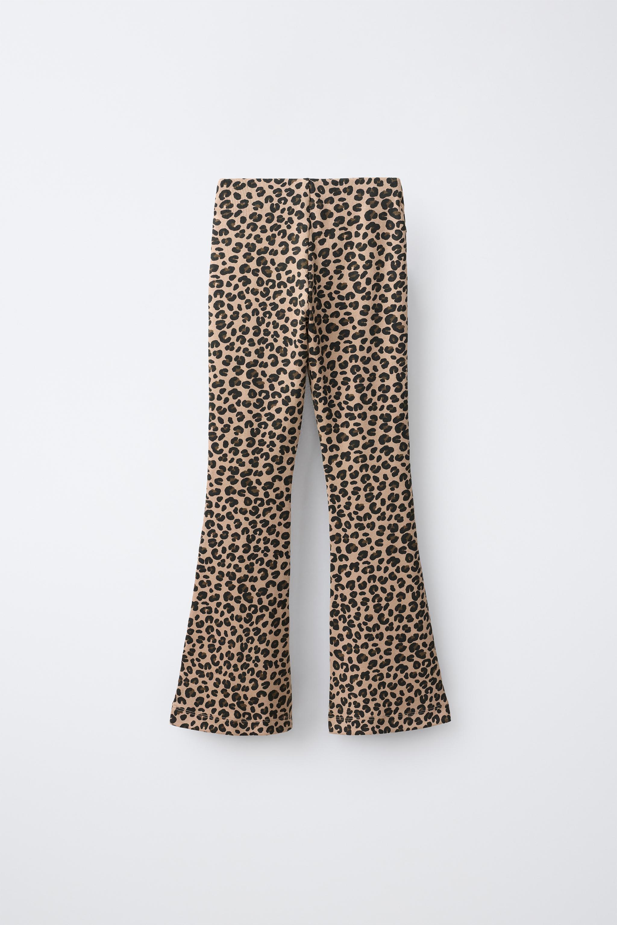 RIBBED FLARE LEGGINGS — Leopard