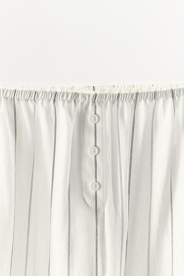 STRIPED LACE TRIM TROUSERS - White by Zara - Image 3