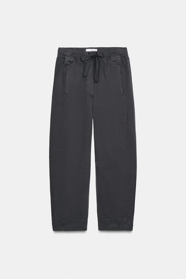 TROUSERS WITH ELASTIC WAIST - Anthracite grey by Zara