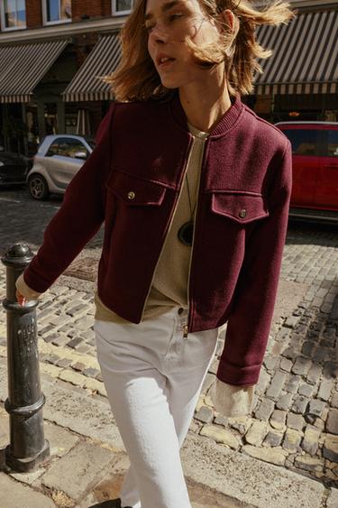VESTE COURTE DOUCE AU TOUCHER - Bordeaux de Zara - Image 3